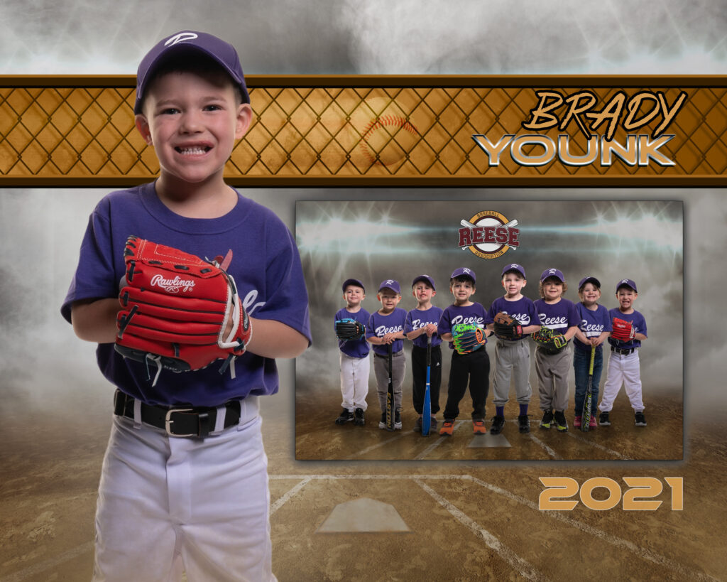 Baseball Memory Mate with an athlete's individual photo and the team photo on one print