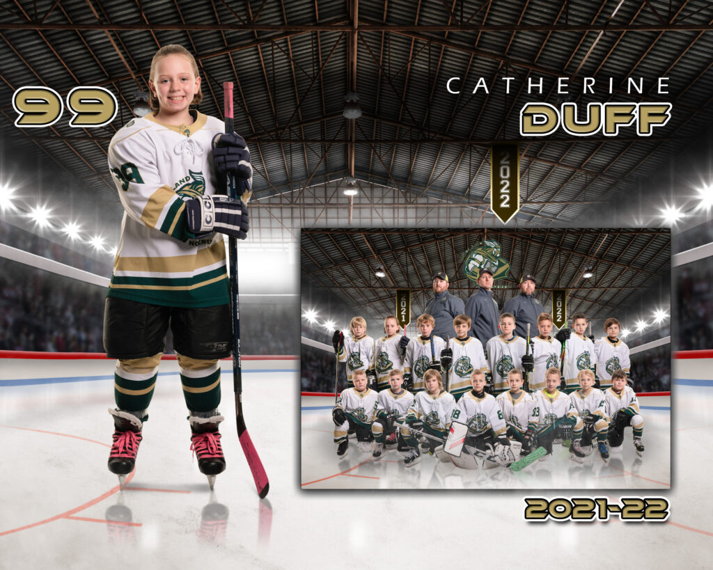 Hockey Memory Mate combining an individual athlete portrait with the team photo